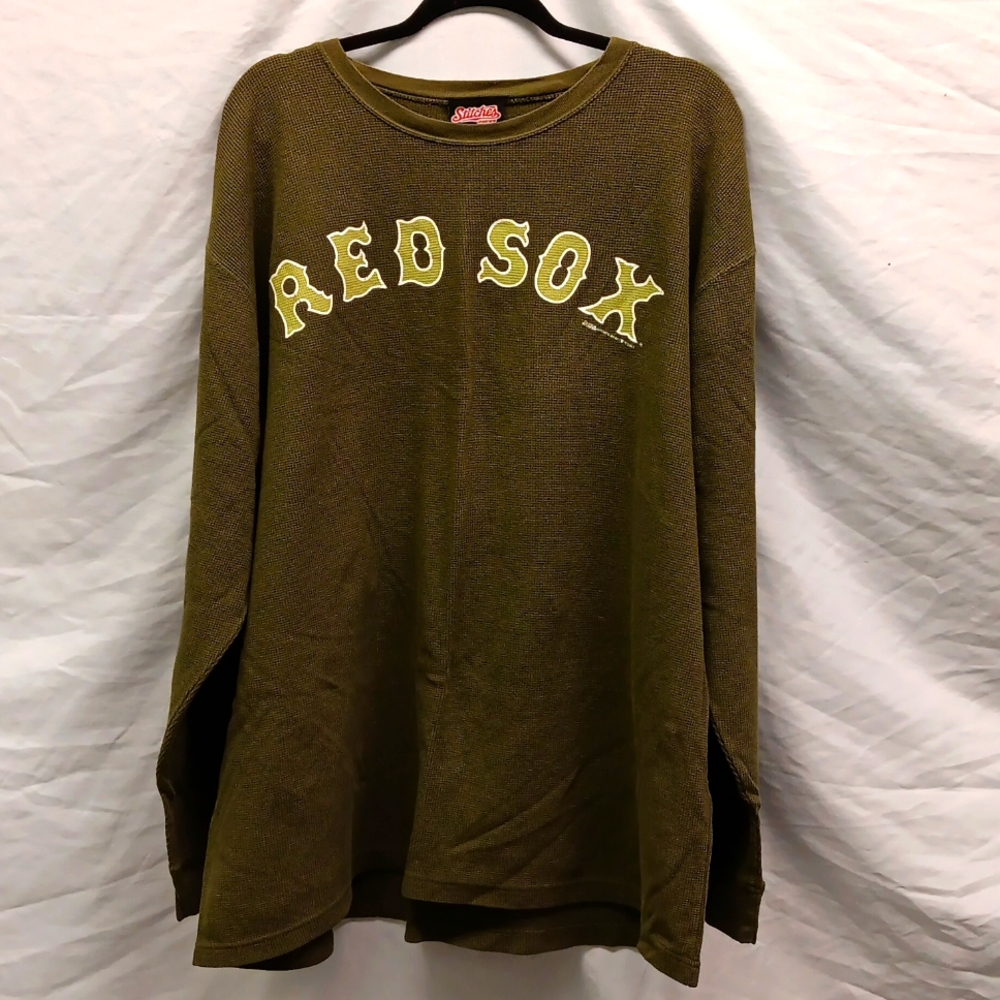 Red Sox Stitches 2007 Olive Green Thermal Shirt XL